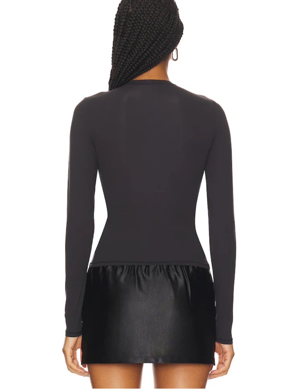 SKIMS Black Long Sleeve Crewneck Slim Top - Picture 2 of 6